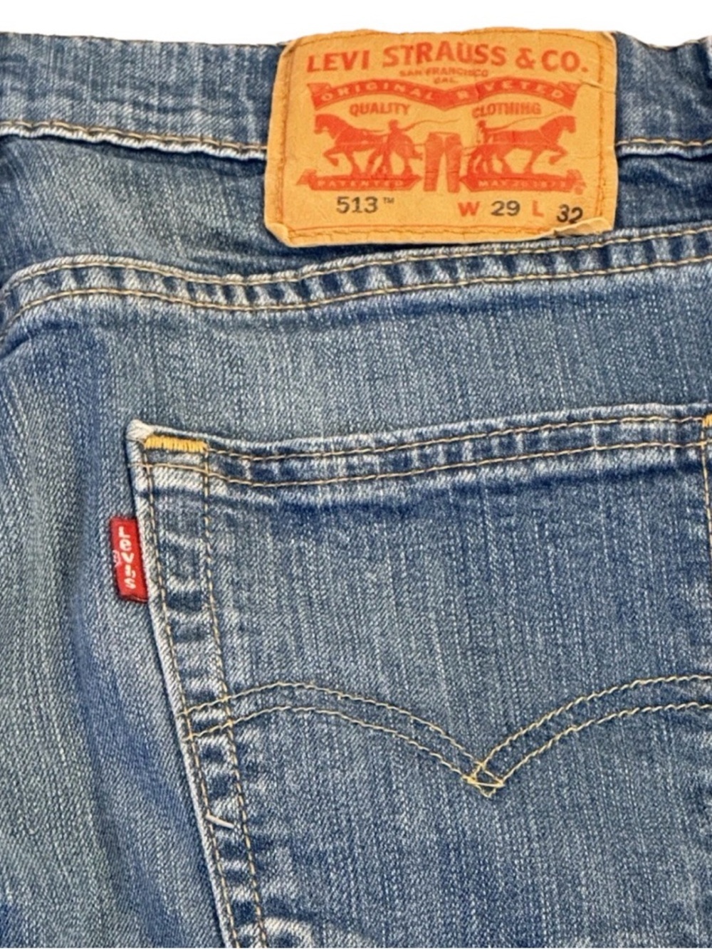 Levi's 513 Slim Straight Jeans W29 L32 Medium Wash Blue Men - Picture 11 of 11